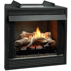 Empire White Mountain Hearth VFP32FB Breckenridge Ventless Premium Firebox With Flint Hill Gas Log Set And Contour Burner, 32-Inches