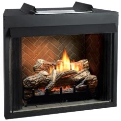 Empire White Mountain Hearth VFS32FB Breckenridge Ventless Select Firebox With Flint Hill Gas Log Set And Contour Burner, 32-Inches