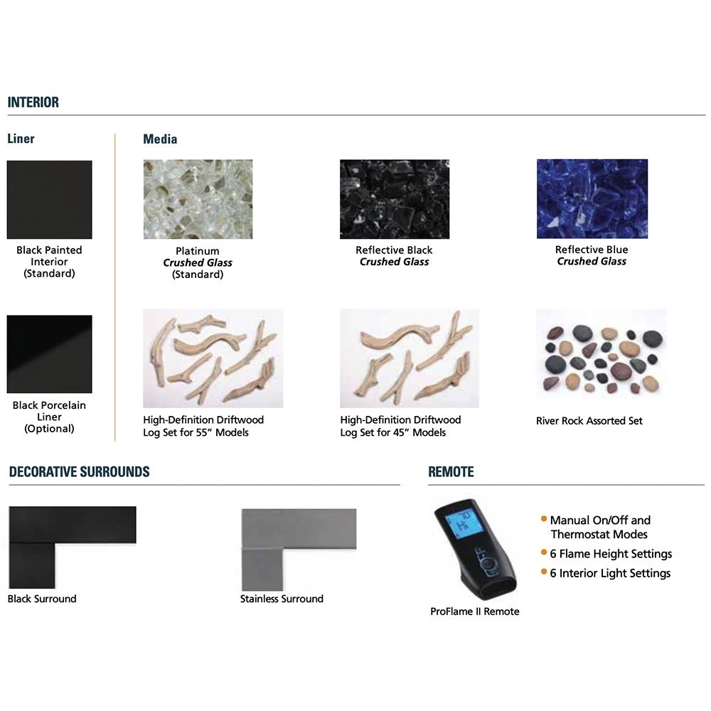 Superior VRL3055 55-Inch Electronic Ignition Vent-Free Gas Fireplace With Remote, Lights & Crushed Glass Media 5 Superior VRL3055 55-Inch Electronic Ignition Vent-Free Gas Fireplace With Remote, Lights & Crushed Glass Media - Image 3