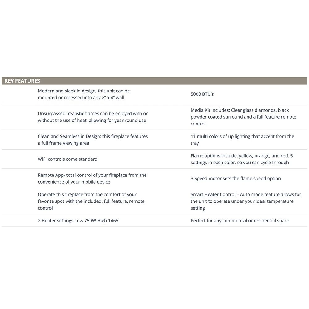 Remii WM-SLIM-55 Extra Slim Smart Indoor Wall Mount Electric Fireplace With Black Steel Surround, 55-Inch 10 Remii WM-SLIM-55 Extra Slim Smart Indoor Wall Mount Electric Fireplace With Black Steel Surround, 55-Inch - Image 8