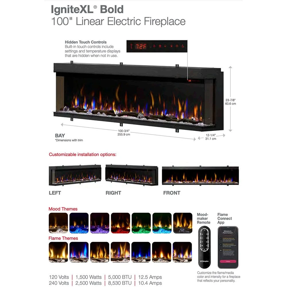 Dimplex XLF10017-XD IgniteXL Bold Deep Built-In Linear Electric Fireplace, 100-Inch 6 Dimplex XLF10017-XD IgniteXL Bold Deep Built-In Linear Electric Fireplace, 100-Inch - Image 4