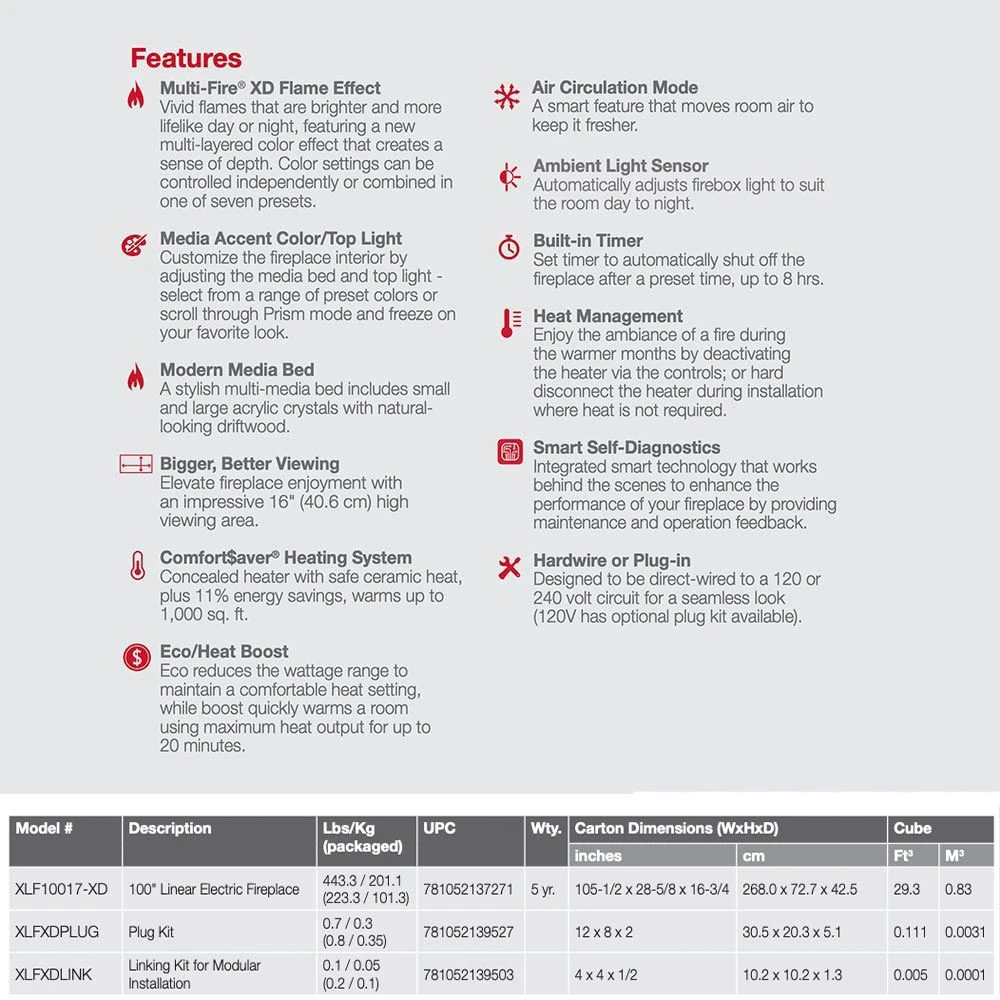 Dimplex XLF10017-XD IgniteXL Bold Deep Built-In Linear Electric Fireplace, 100-Inch 7 Dimplex XLF10017-XD IgniteXL Bold Deep Built-In Linear Electric Fireplace, 100-Inch - Image 5