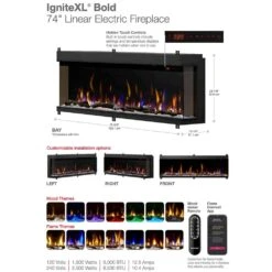 Dimplex XLF7417-XD IgniteXL Bold Deep Built-In Linear Electric Fireplace, 74-Inch 12 Dimplex XLF7417-XD IgniteXL Bold Deep Built-In Linear Electric Fireplace, 74-Inch -Lennox Fires Shop xlf7417 xd d 12 22