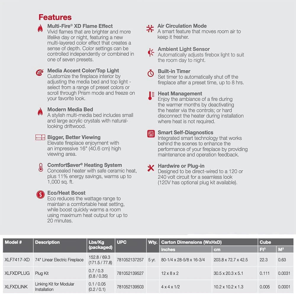 Dimplex XLF7417-XD IgniteXL Bold Deep Built-In Linear Electric Fireplace, 74-Inch 7 Dimplex XLF7417-XD IgniteXL Bold Deep Built-In Linear Electric Fireplace, 74-Inch - Image 5