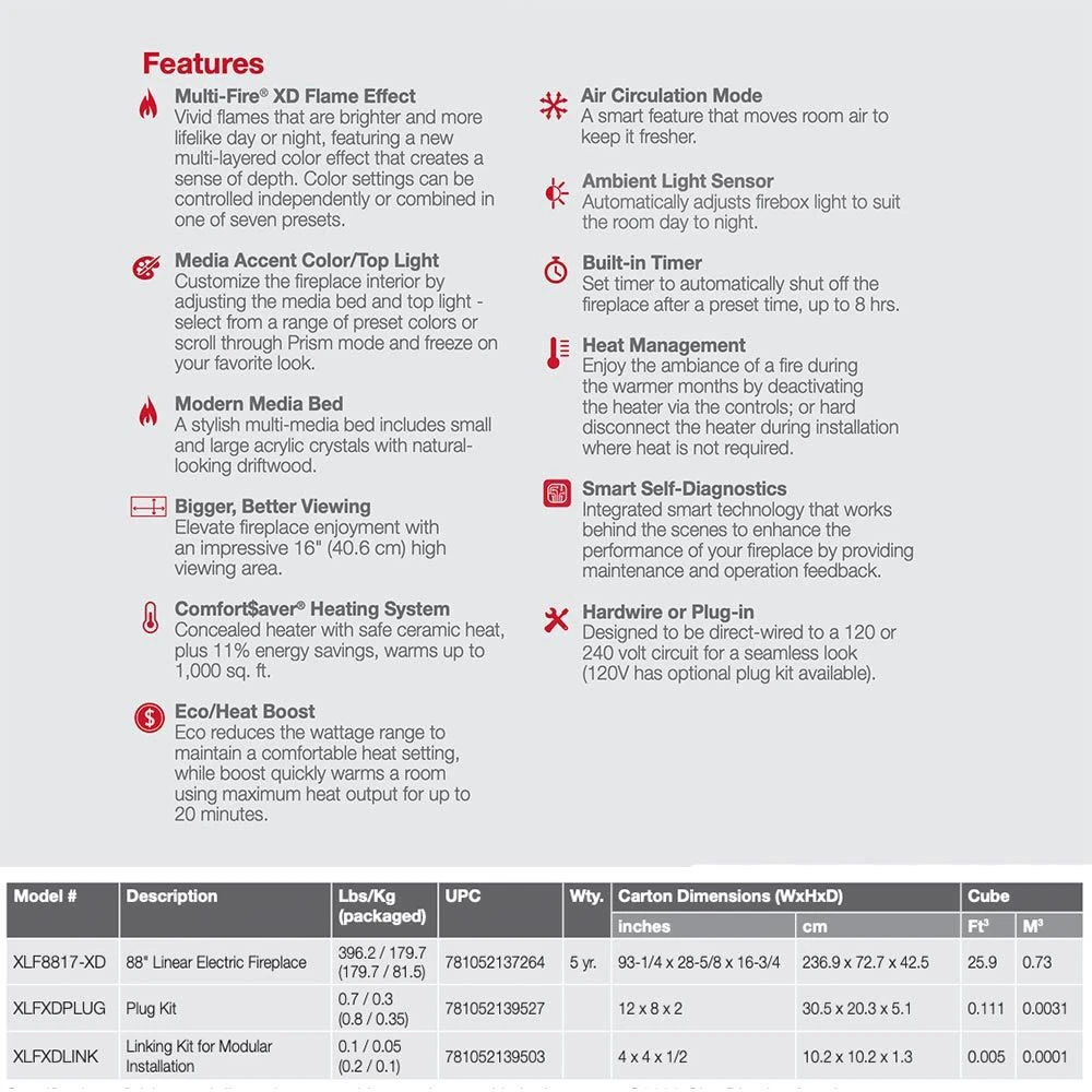 Dimplex XLF8817-XD IgniteXL Bold Deep Built-In Linear Electric Fireplace, 88-Inch 6 Dimplex XLF8817-XD IgniteXL Bold Deep Built-In Linear Electric Fireplace, 88-Inch - Image 4