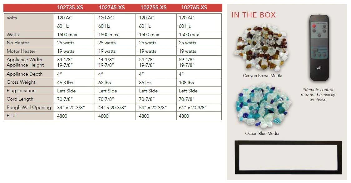 Remii 1027xx-XS Extra Slim Indoor Built-In Electric Fireplace With Black Steel Surround 7 Remii 1027xx-XS Extra Slim Indoor Built-In Electric Fireplace With Black Steel Surround - Image 5